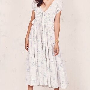 Loveshackfancy Carlton Floral Cap Sleeve Tiered Midi Dress. Size 00 (US 0)